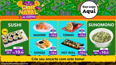 Modelo de TV para TV Horizontal com o tema Carnaval de Ofertas para Comida japonesa