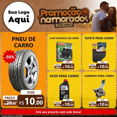 Modelo de Rede Social para Feed Facebook com o tema Promoção Namorados para Auto peças