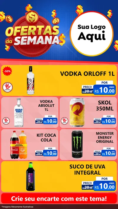 Modelo de TV para TV Vertical com o tema Ofertas Da Semana para Distribuidora de bebidas