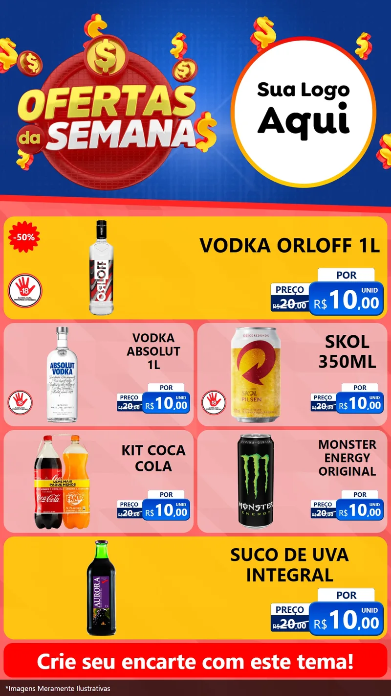 Modelo de TV para TV Vertical com o tema Ofertas Da Semana para Distribuidora de bebidas