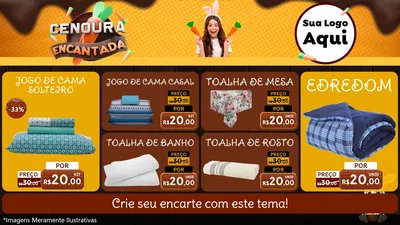 Modelo de TV para TV Horizontal com o tema Cenoura Encantada - Páscoa para Cama, Mesa e Banho