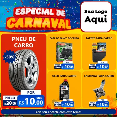 Modelo de Rede Social para Feed Facebook com o tema Especial de Carnaval para Auto peças