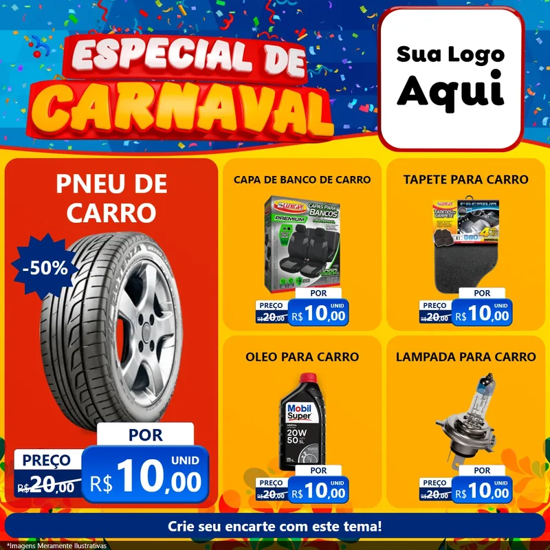 Modelo de Rede Social para Feed Facebook com o tema Especial de Carnaval para Auto peças