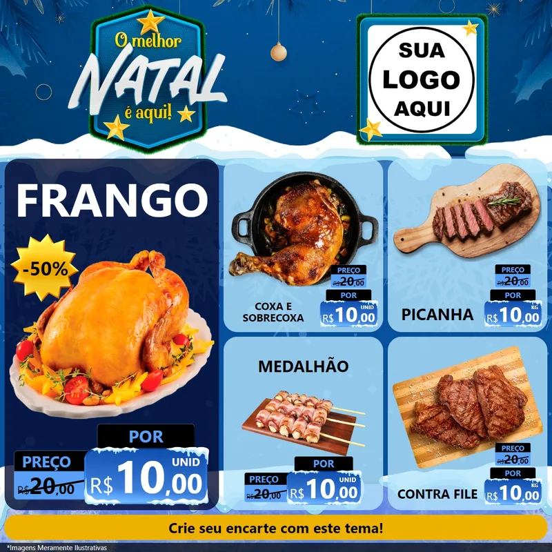 Modelo de Rede Social para Feed Facebook com o tema O Melhor Natal É Aqui! para Assados