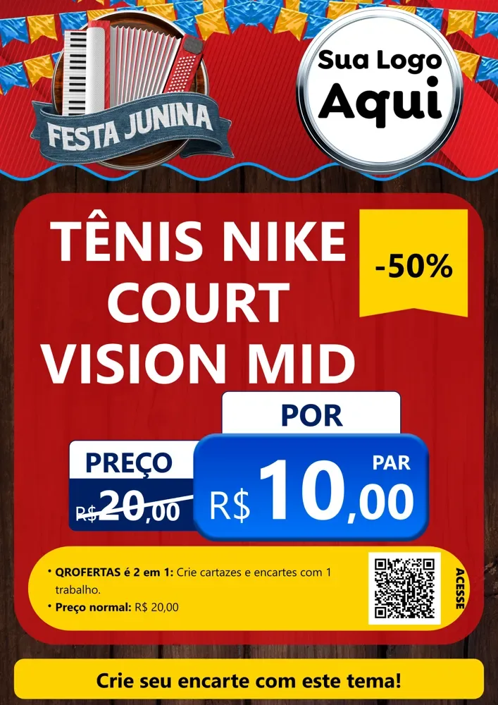 Modelo de Cartaz para Cartaz A4 Vertical com o tema Festa Junina para Calçados