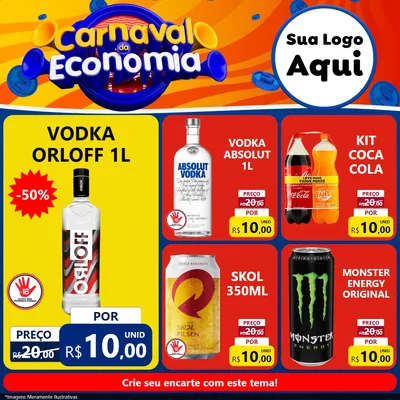 Modelo de Rede Social para Feed Facebook com o tema Carnaval da Economia para Distribuidora de bebidas