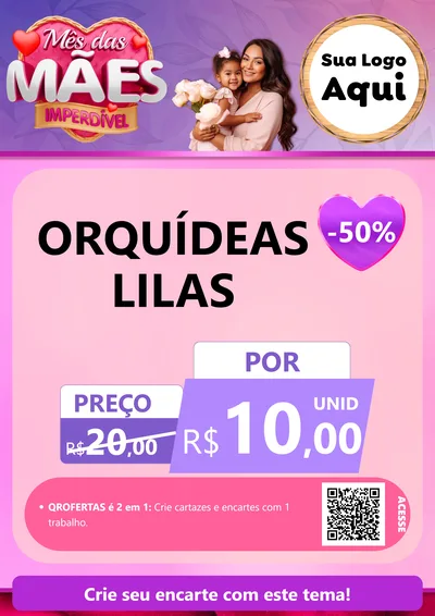 Modelo de Cartaz para Cartaz A4 Vertical com o tema Mês das Mães Imperdível para Floricultura e jardim