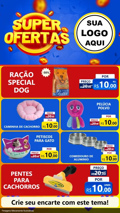 Modelo de TV para TV Vertical com o tema Super Ofertas para Pet Shop