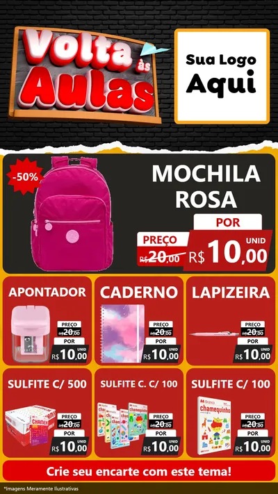 Modelo de Rede Social para Stories com o tema Volta Às Aulas para Papelaria
