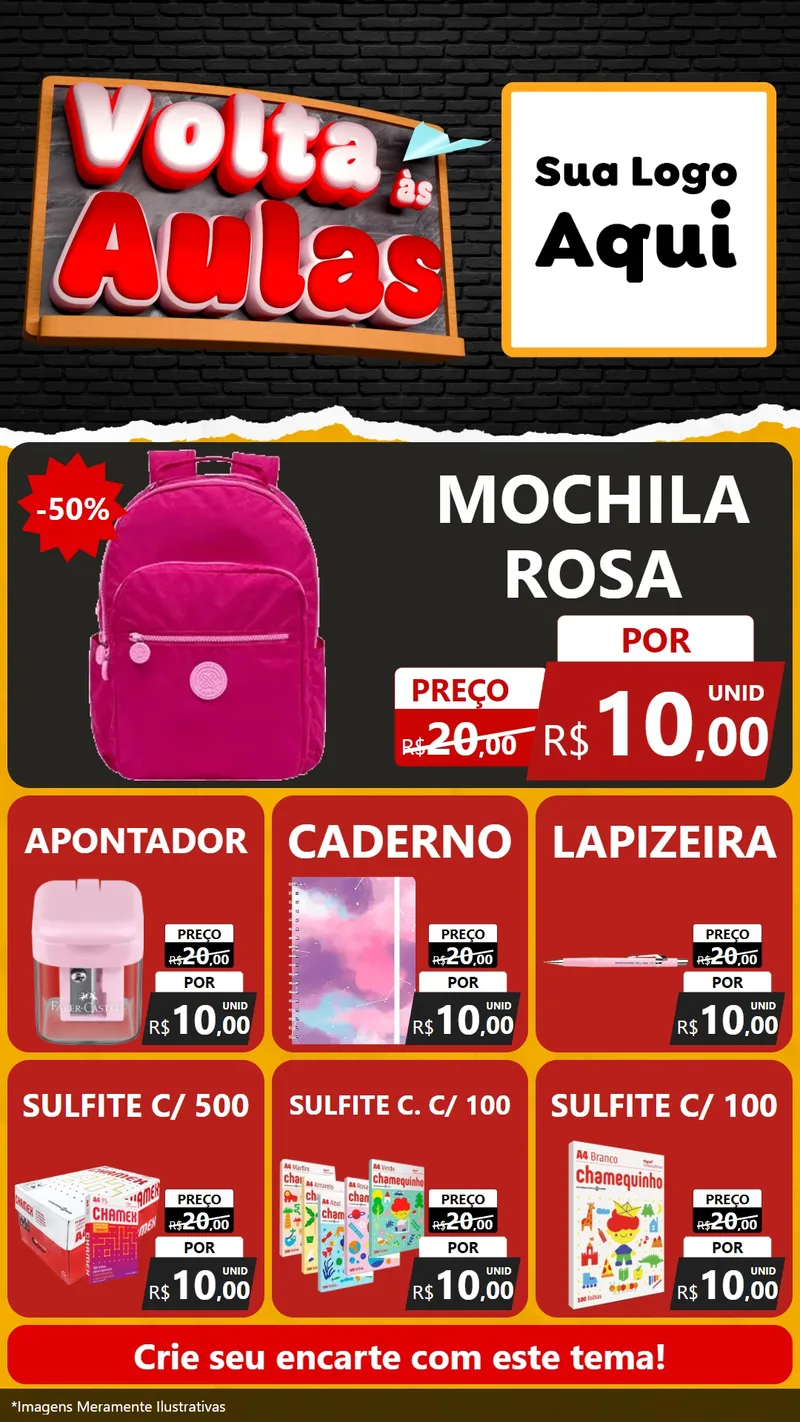 Modelo de Rede Social para Stories com o tema Volta Às Aulas para Papelaria