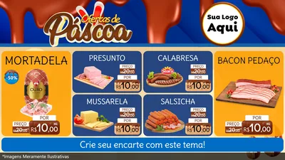 Modelo de TV para TV Horizontal com o tema Ofertas de Páscoa para Frios e Laticínios