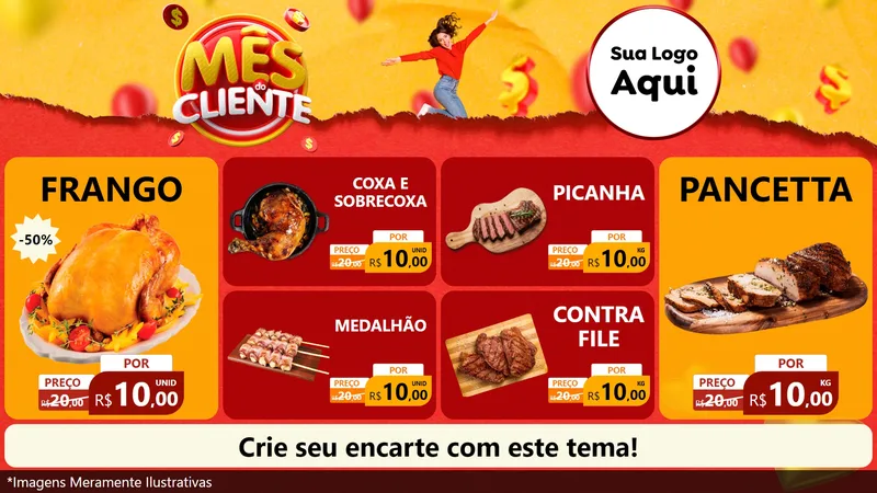 Modelo de TV para TV Horizontal com o tema Mês do Cliente para Assados
