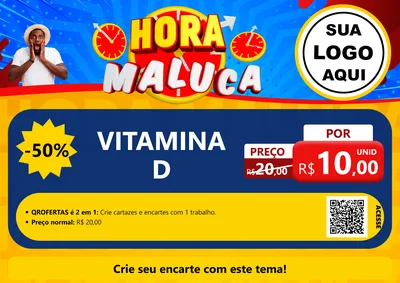 Modelo de Cartaz para Cartaz A4 Horizontal com o tema Hora Maluca para Farmácia
