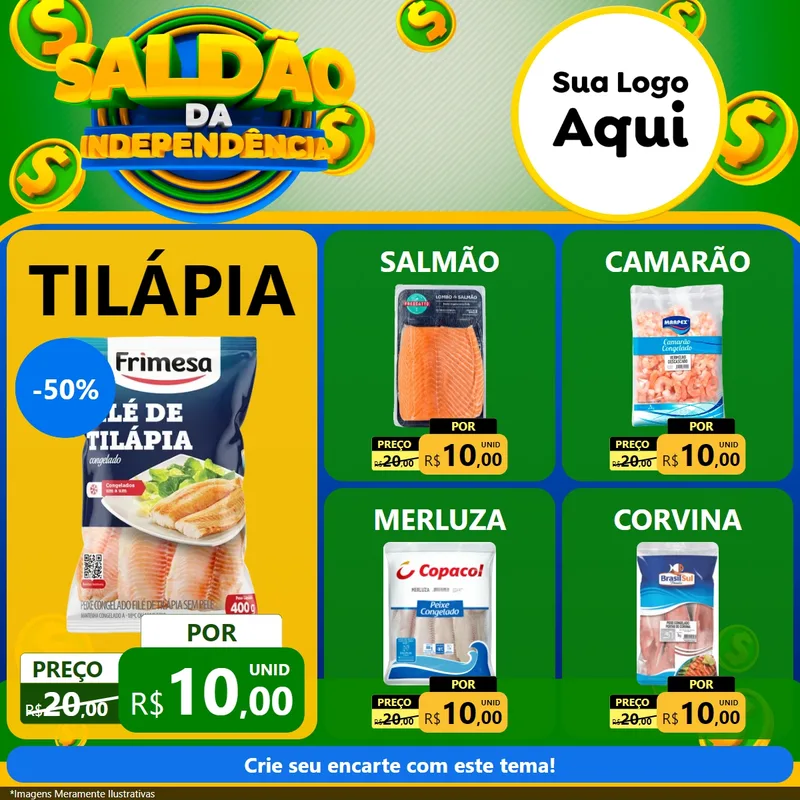 Modelo de Rede Social para Feed Facebook com o tema Saldão da Indepêndencia para Peixaria