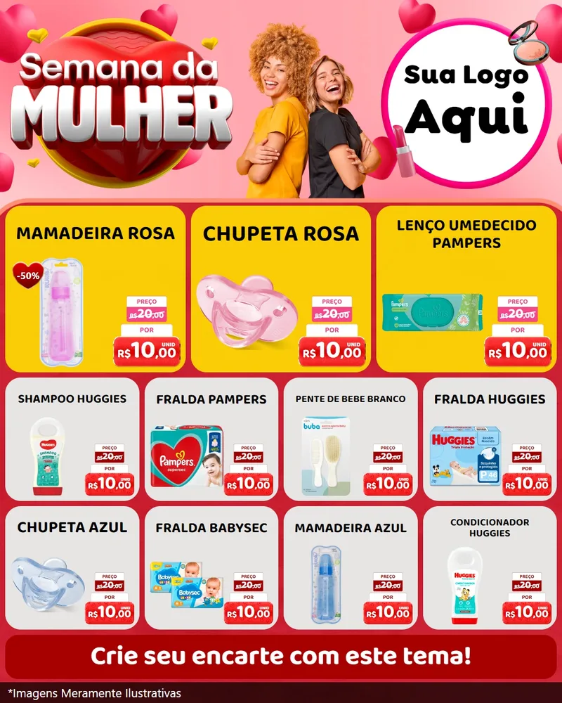 Modelo de Rede Social para Feed Instagram com o tema Semana da Mulher para Bebês