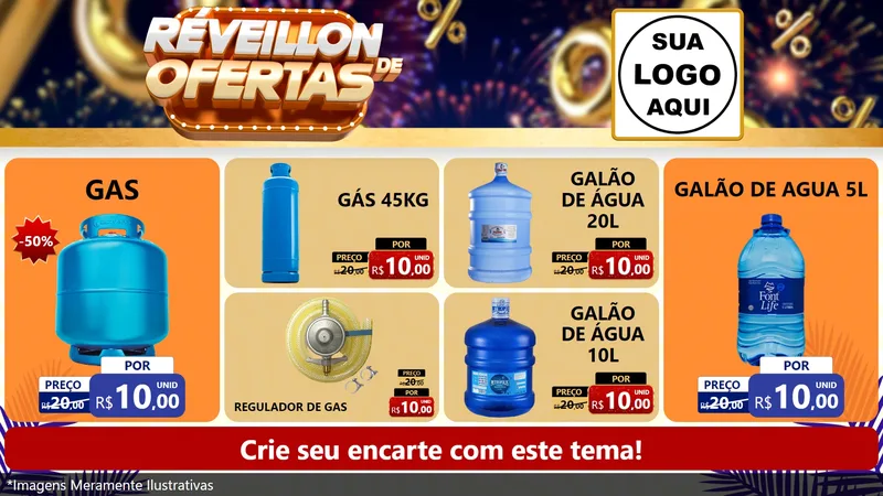 Modelo de TV para TV Horizontal com o tema Réveillon de Ofertas para Água e gás