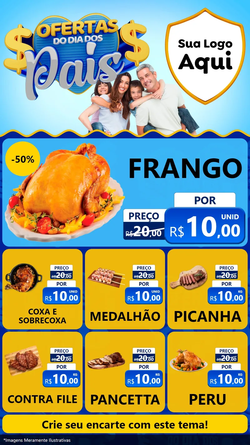 Modelo de Rede Social para Stories com o tema Ofertas do Dia dos Pais para Assados