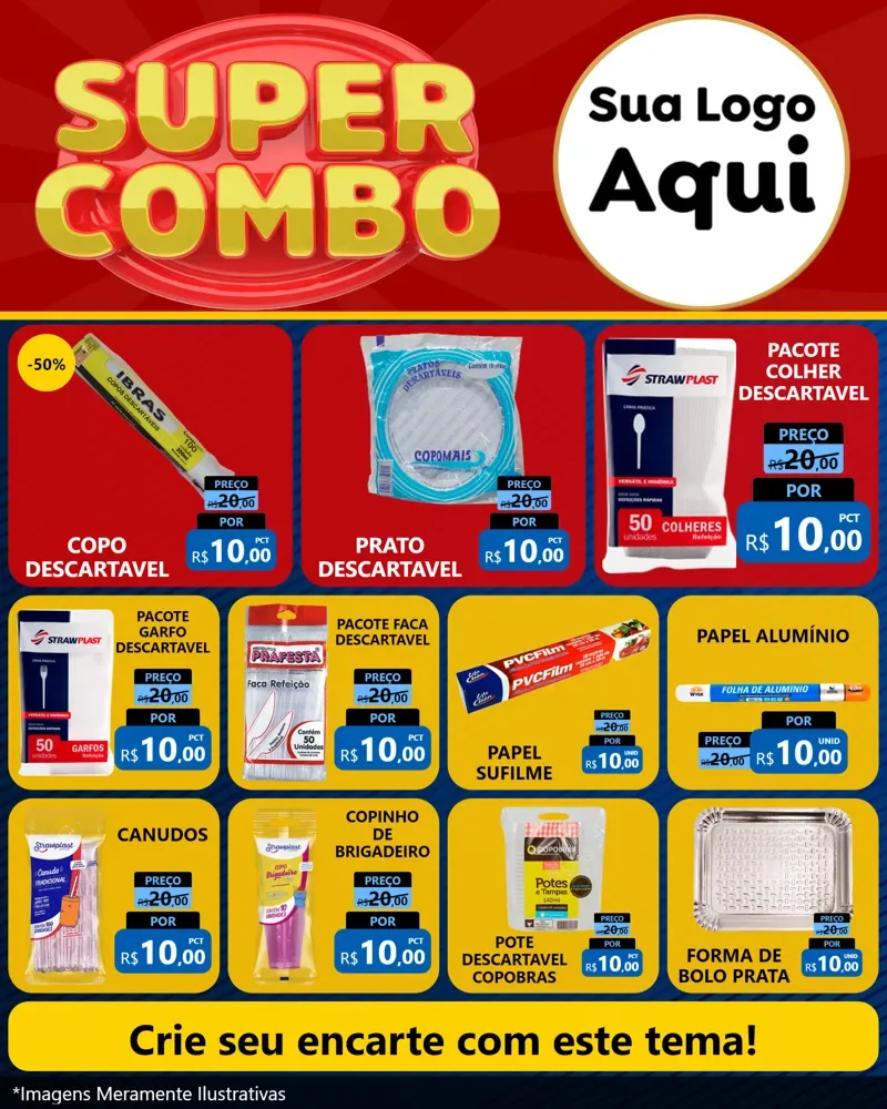 Modelo de Rede Social para Feed Instagram com o tema Super Combo para Embalagens