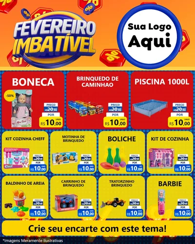Modelo de Rede Social para Feed Instagram com o tema Fevereiro Imbatível para Brinquedos