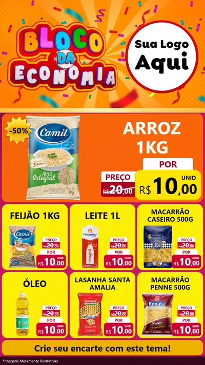 Modelo de Rede Social para Stories com o tema Bloco da Economia para Supermercado