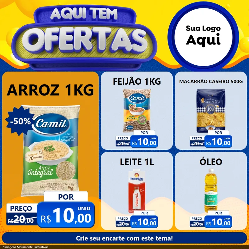 Modelo de Rede Social para Feed Facebook com o tema Aqui Tem Ofertas para Supermercado