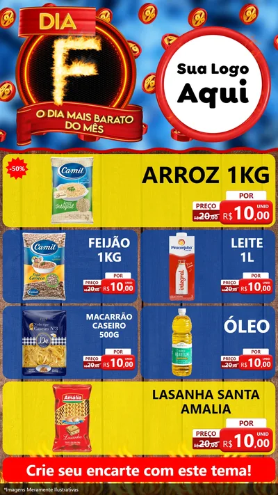 Modelo de TV para TV Vertical com o tema Dia F - O Dia Mais Barato Do Mês para Supermercado
