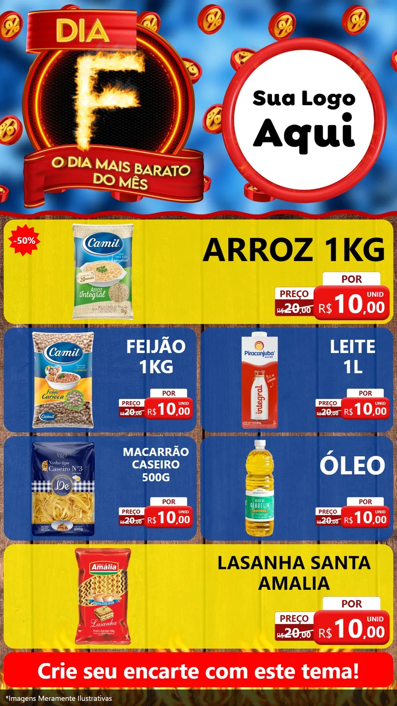 Modelo de TV para TV Vertical com o tema Dia F - O Dia Mais Barato Do Mês para Supermercado