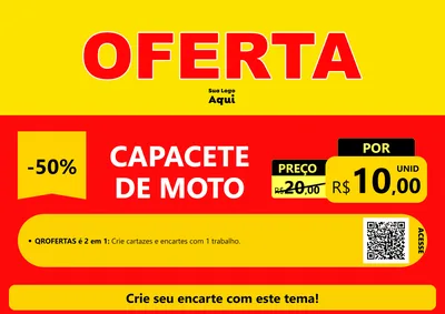 Modelo de Cartaz para Cartaz A4 Horizontal com o tema OFERTA - Vermelho Cartaz para Moto peças