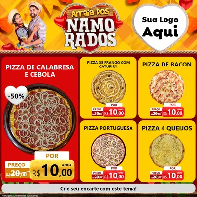 Modelo de Rede Social para Feed Facebook com o tema Arraiá dos Namorados para Pizzaria