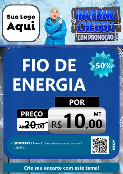 Modelo de Cartaz para Cartaz A4 Vertical com o tema Inverno Chegou Com Promoção para Materiais Elétricos
