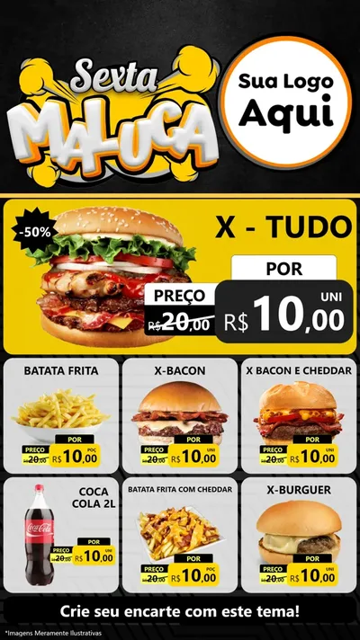 Modelo de Rede Social para Stories com o tema Sexta Maluca para Hamburgueria