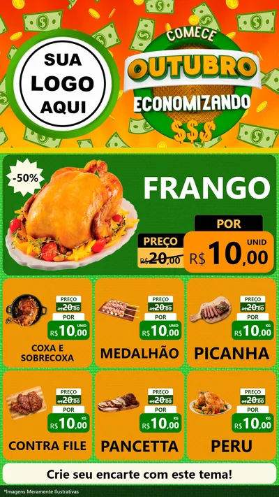 Modelo de Rede Social para Stories com o tema Comece Outubro Economizando para Assados