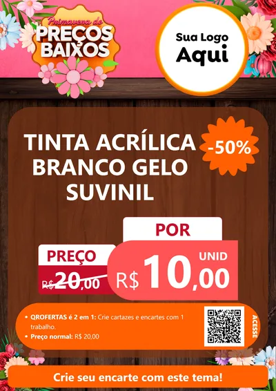 Modelo de Cartaz para Cartaz A4 Vertical com o tema Primavera de Preços Baixos para Tintas e Ferramentas