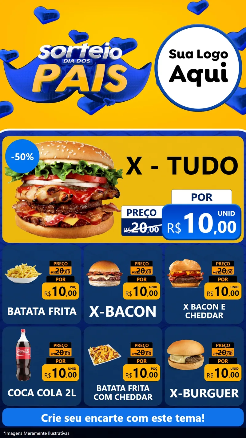 Modelo de Rede Social para Stories com o tema Sorteio Dia dos Pais para Hamburgueria