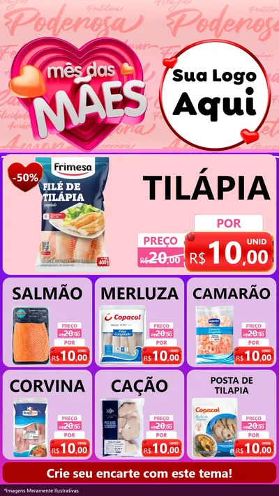 Modelo de Rede Social para Stories com o tema Mês Das Mães para Peixaria