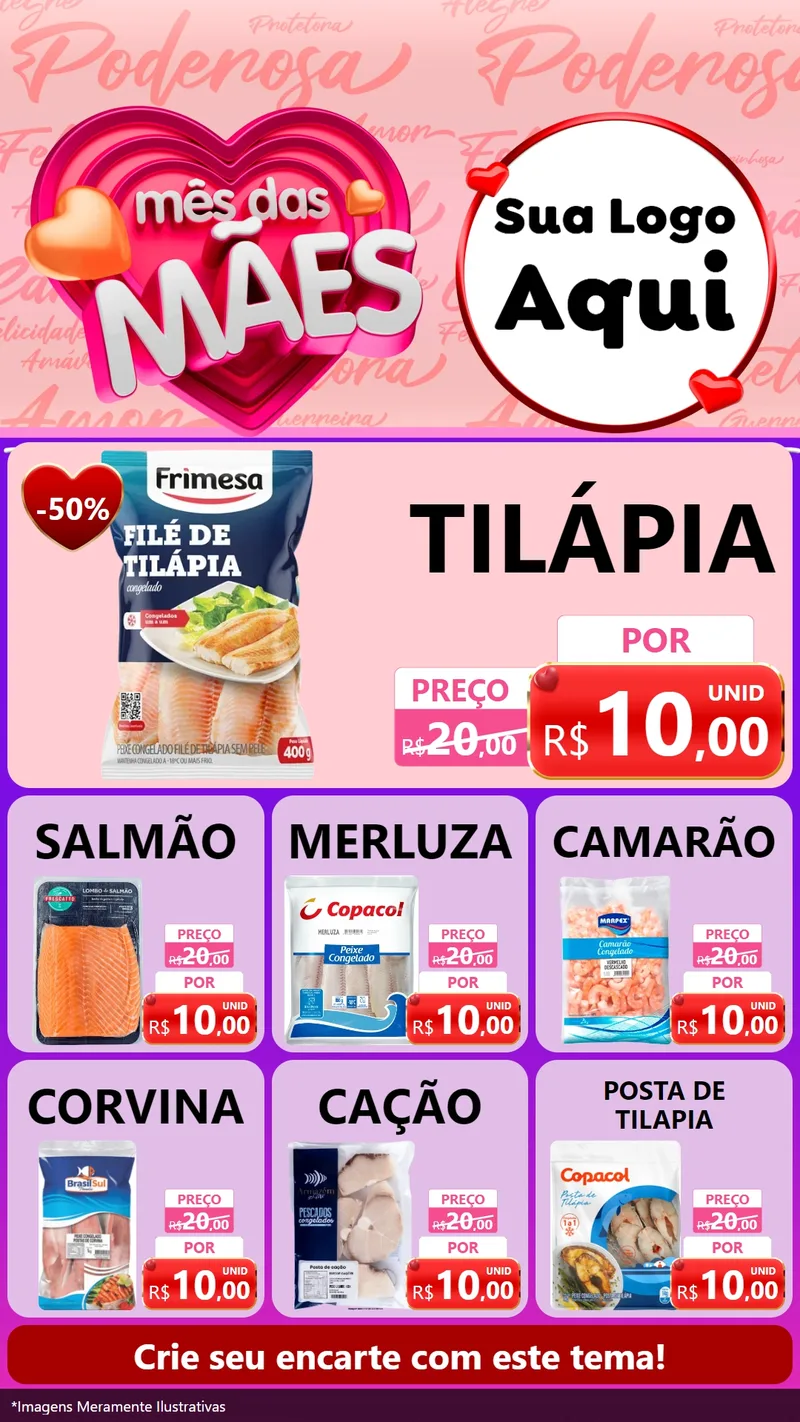 Modelo de Rede Social para Stories com o tema Mês Das Mães para Peixaria