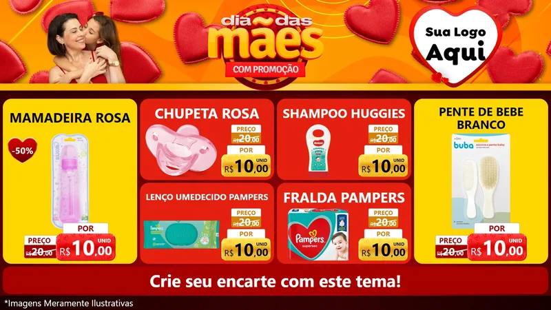 Modelo de TV para TV Horizontal com o tema Dia das Mães com Promoção para Bebês