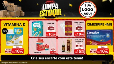 Modelo de TV para TV Horizontal com o tema Operação Limpa Estoque para Farmácia