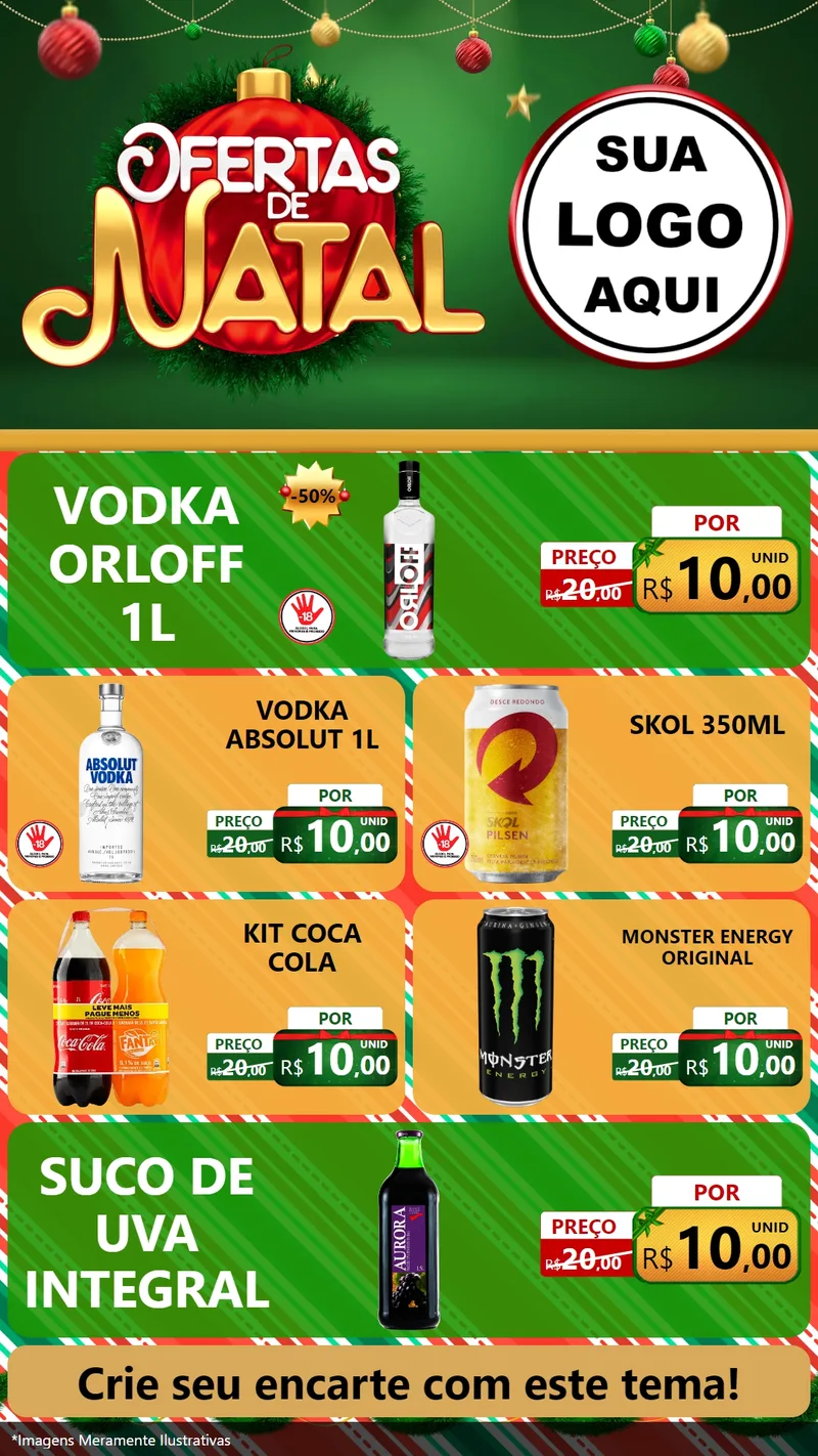 Modelo de TV para TV Vertical com o tema Ofertas de Natal para Distribuidora de bebidas