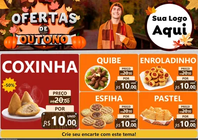 Modelo de Encarte para Encarte A4 Horizontal com o tema Ofertas de Outono para Salgadaria