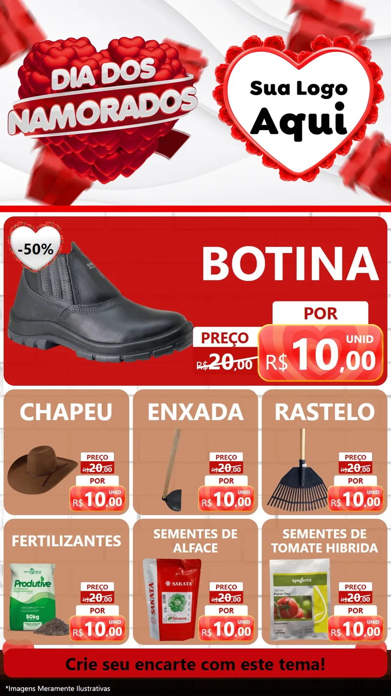 Modelo de Rede Social para Stories com o tema Dia dos Namorados para Agropecuária