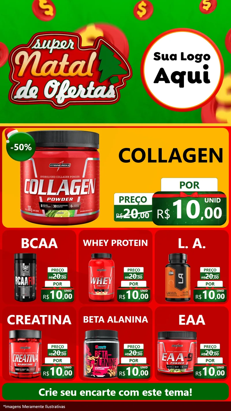 Modelo de Rede Social para Stories com o tema Super Natal de Ofertas para Suplementos alimentares