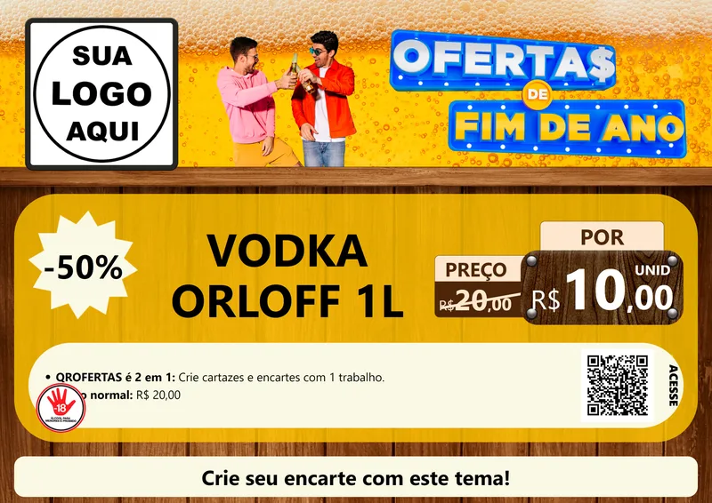 Modelo de Cartaz para Cartaz A4 Horizontal com o tema Ofertas de Fim de Ano para Distribuidora de bebidas