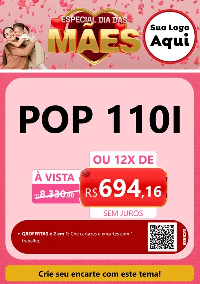 Modelo de Cartaz para Cartaz A4 Vertical com o tema Especial Dia Das Mães para Concessionaria de Motos