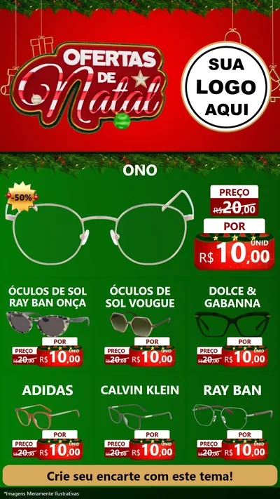 Modelo de Rede Social para Stories com o tema Ofertas de Natal para Óticas