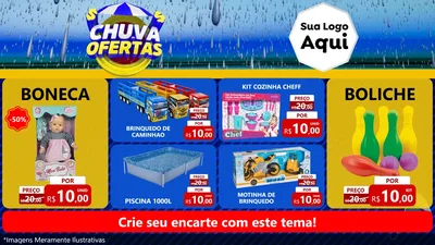 Modelo de TV para TV Horizontal com o tema Chuva de Ofertas para Brinquedos