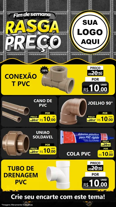 Modelo de TV para TV Vertical com o tema Fim de Semana Rasga Preço para Tubos e conexões