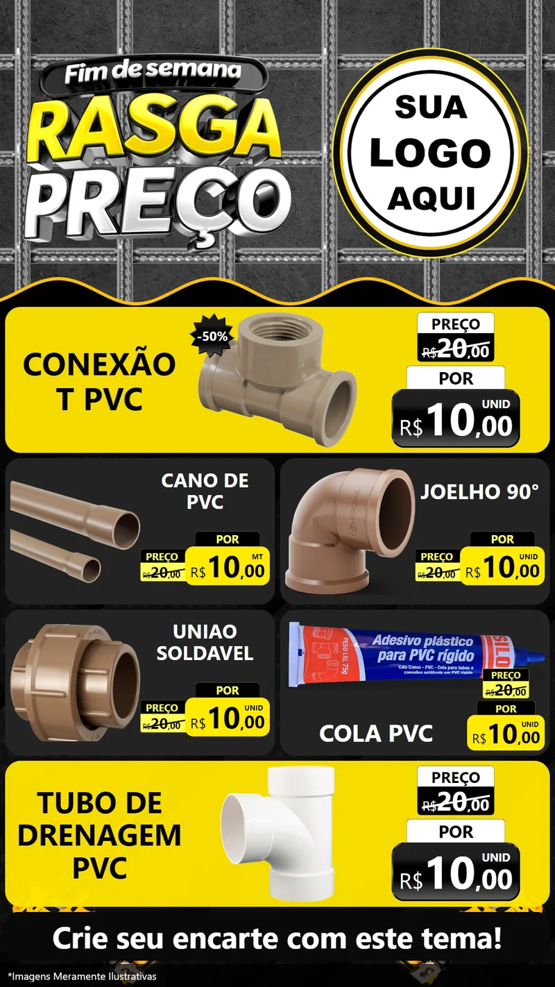 Modelo de TV para TV Vertical com o tema Fim de Semana Rasga Preço para Tubos e conexões