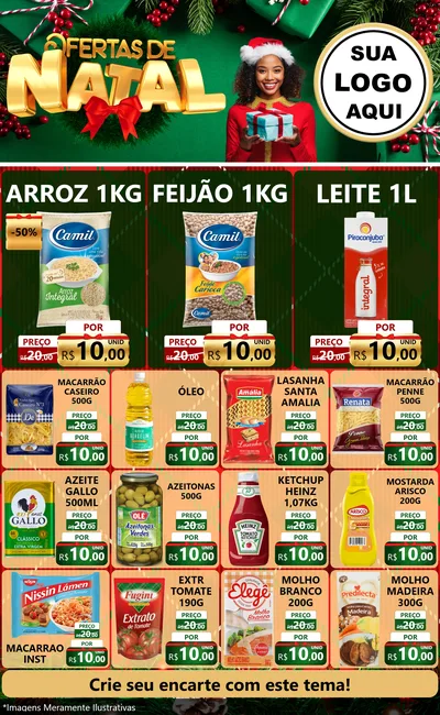 Modelo de Encarte para Encarte Grande com o tema Ofertas de Natal para Supermercado
