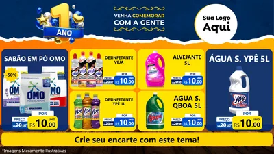 Modelo de TV para TV Horizontal com o tema Um Ano de Aniversário para Produtos de Limpeza